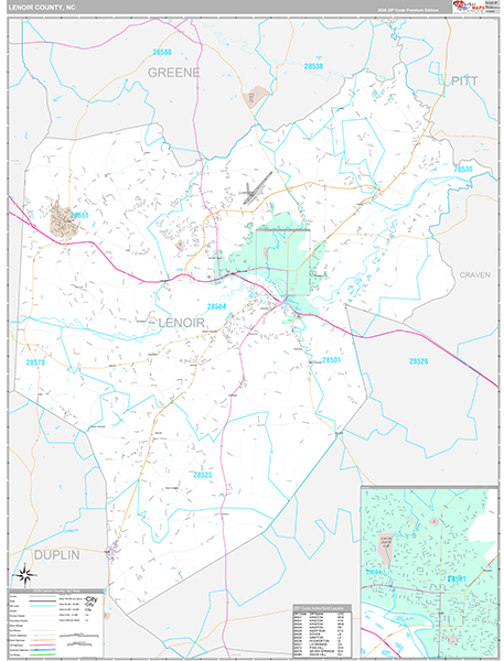 Lenoir County, NC Wall Map