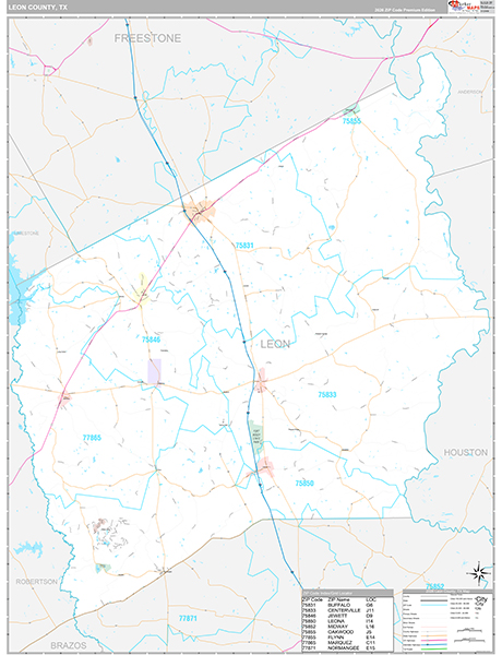 Leon County, TX Zip Code Map