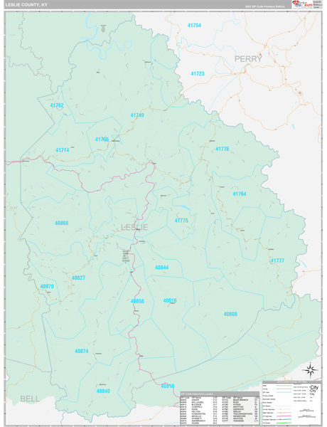 Leslie County, KY Zip Code Map