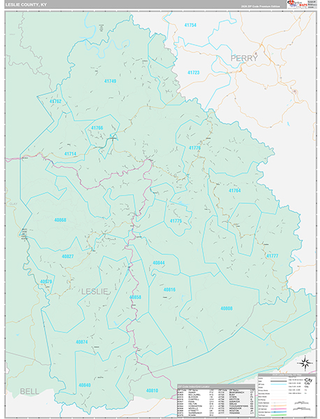 Leslie County, KY Zip Code Map