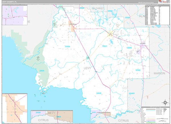 Levy County, FL Wall Map