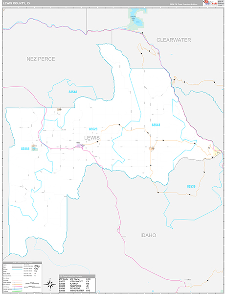 Lewis County, ID Wall Map