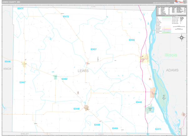 Lewis County, MO Wall Map