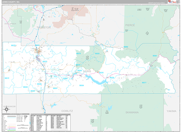 Lewis County, WA Zip Code Map