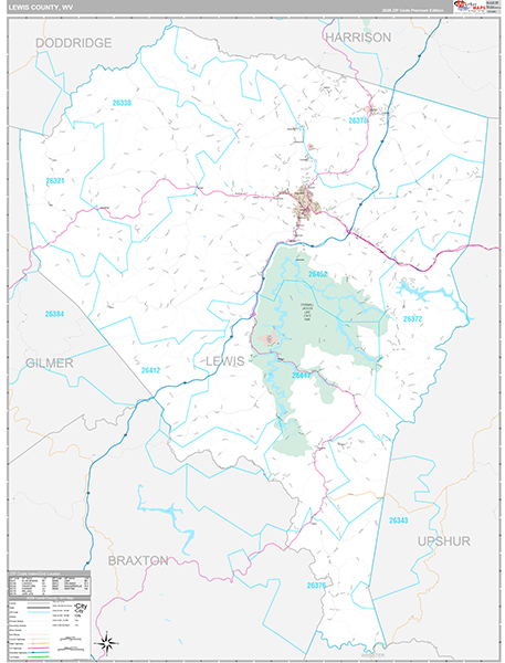 Lewis County, WV Zip Code Map