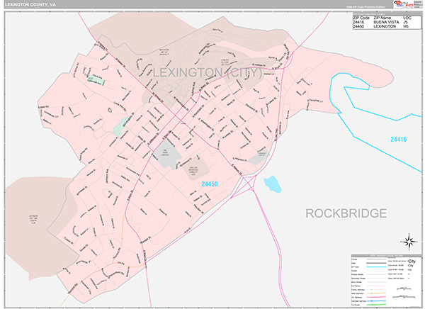 Lexington County, VA Wall Map