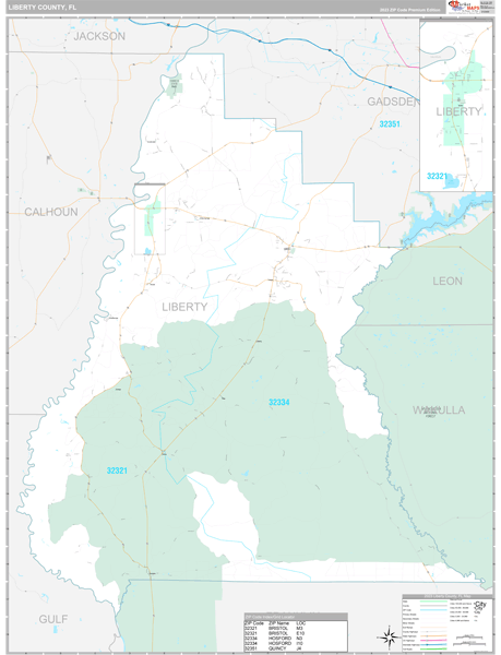 Liberty County, FL Zip Code Map