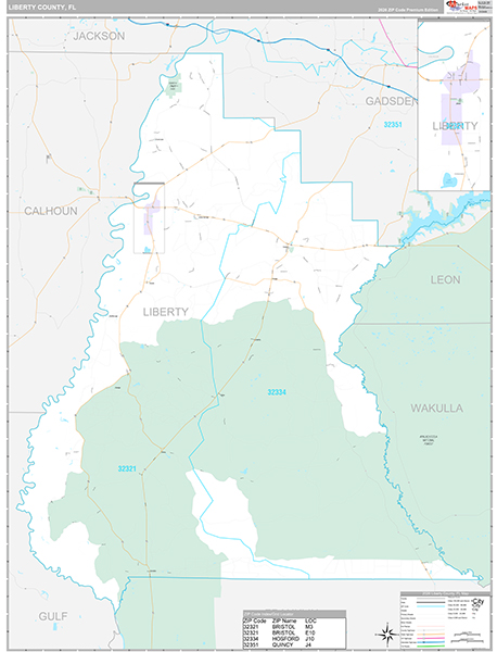 Liberty County, FL Wall Map