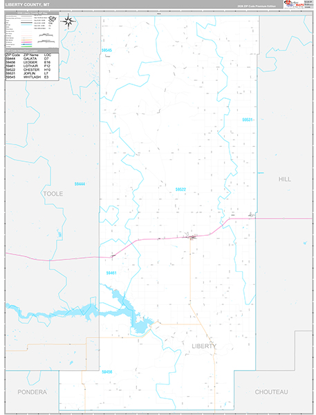 Liberty County, MT Wall Map