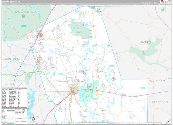 Liberty County, TX Zip Code Map