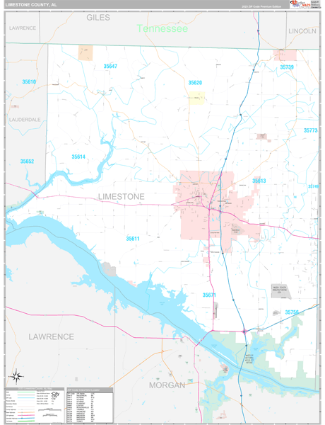 Limestone County, AL Wall Map Premium Style