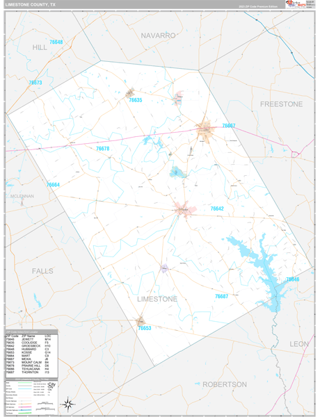 Limestone County, TX Wall Map Premium Style by MarketMAPS - MapSales