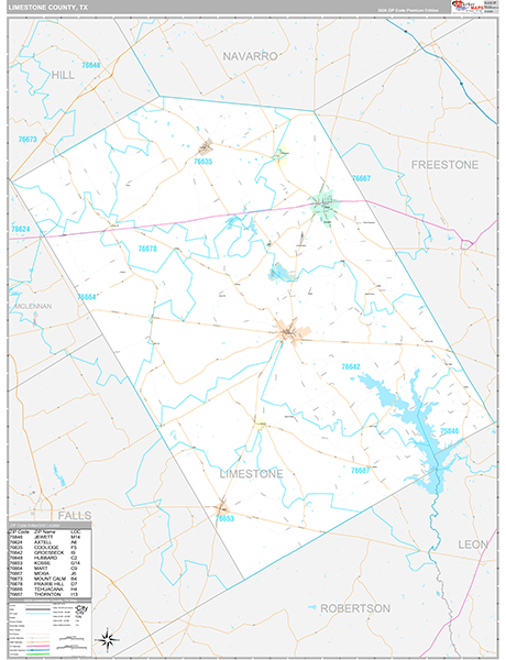 Limestone County, TX Zip Code Map