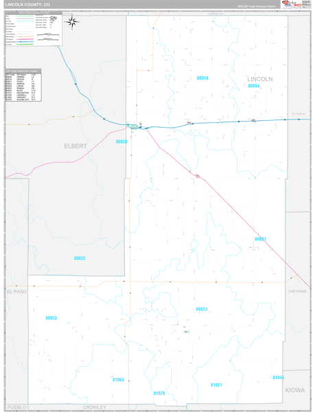 Lincoln County, CO Zip Code Map