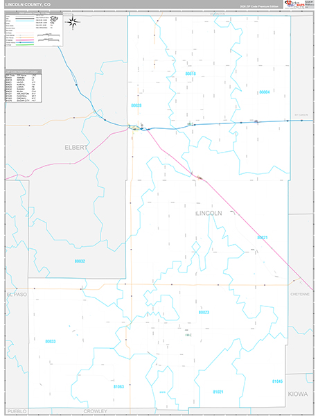 Lincoln County, CO Zip Code Map