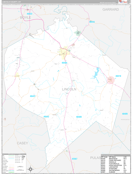 Lincoln County, KY 5 Digit Zip Code Maps - Premium