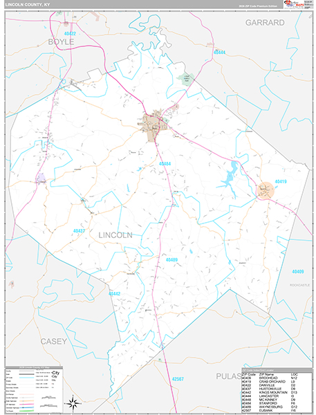 Lincoln County, KY Zip Code Map