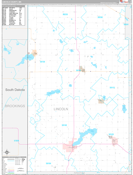 Lincoln County, MN Wall Map