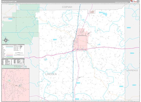 Lincoln County, MS Zip Code Map