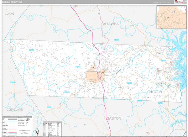 Lincoln County, NC Wall Map