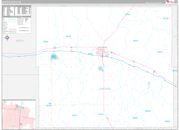 Lincoln County, NE Wall Map