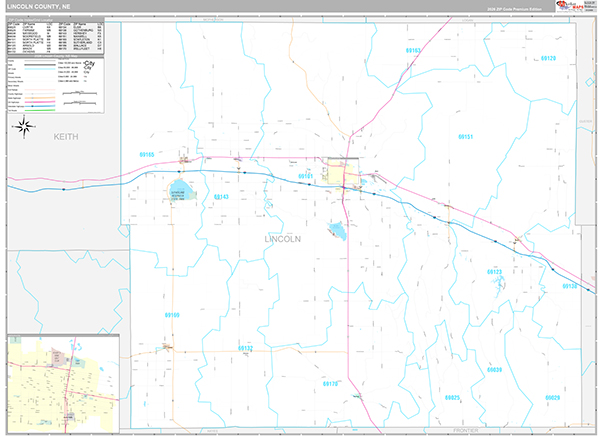 Lincoln County, NE Zip Code Map