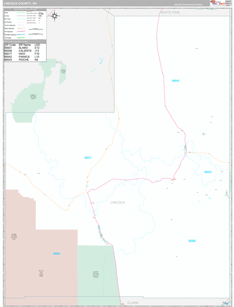 Lincoln County, NV Carrier Route Wall Map