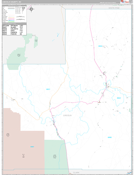 Lincoln County, NV Wall Map