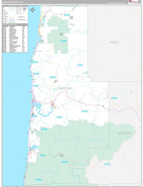 Lincoln County, OR Wall Map