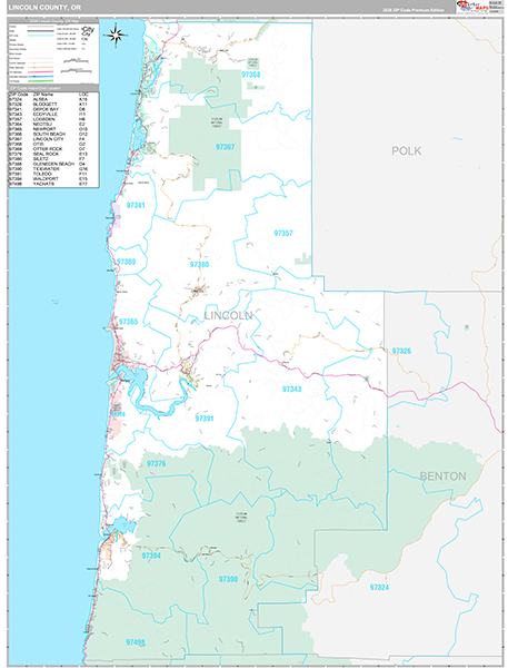 Lincoln County, OR Wall Map