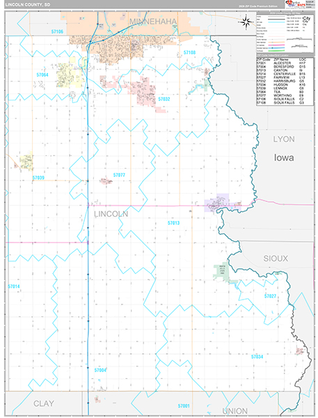 Lincoln County, SD Zip Code Map