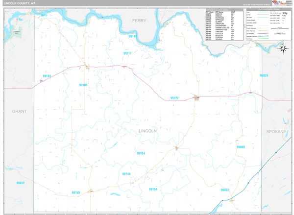 Lincoln County, WA Wall Map Premium Style