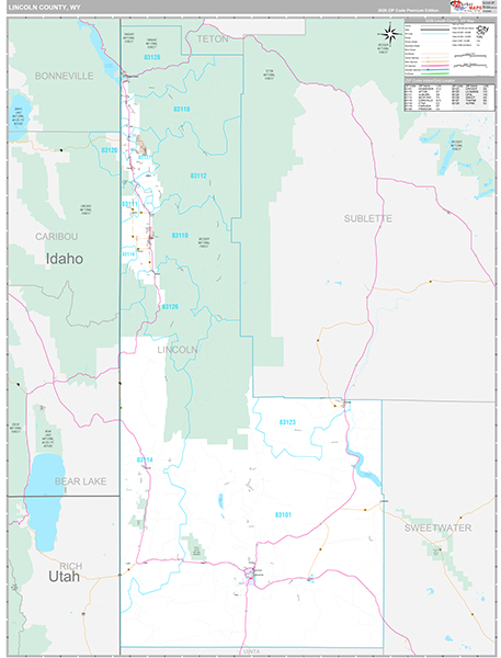 Lincoln County, WY Zip Code Map
