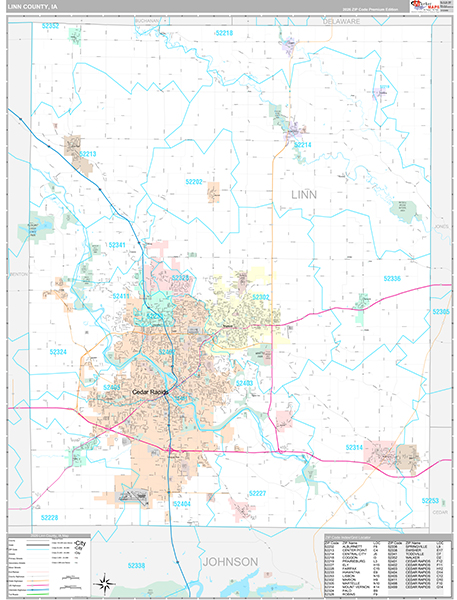 Linn County, IA Wall Map