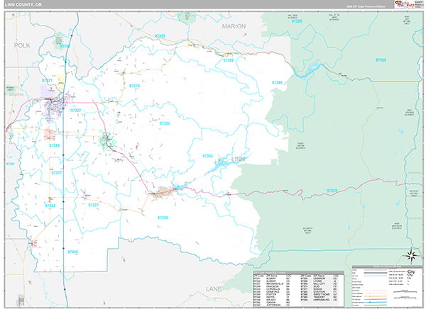 Linn County, OR Wall Map