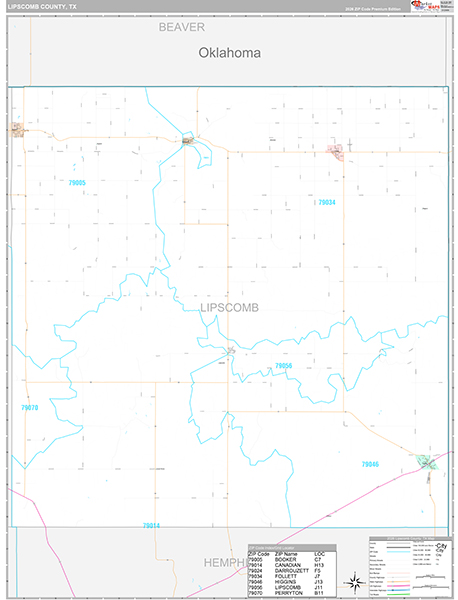Lipscomb County, TX Zip Code Map