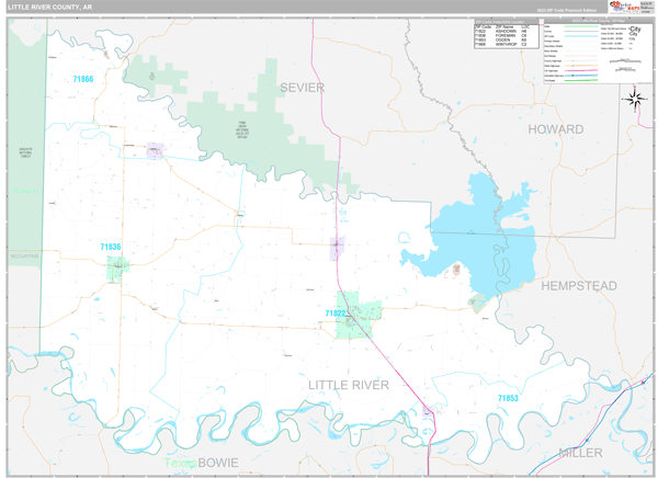 Little River County, AR Wall Map Premium Style by MarketMAPS - MapSales