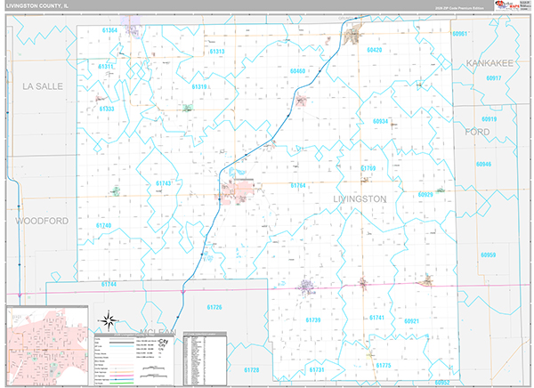 Livingston County, IL Zip Code Map