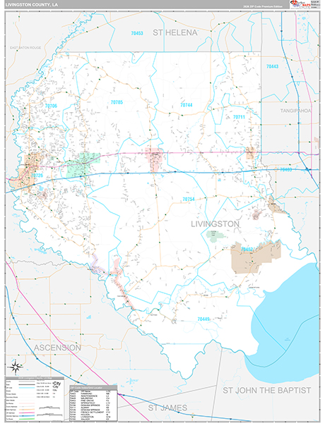 Livingston County, LA Wall Map