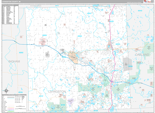 Livingston County, MI Zip Code Map