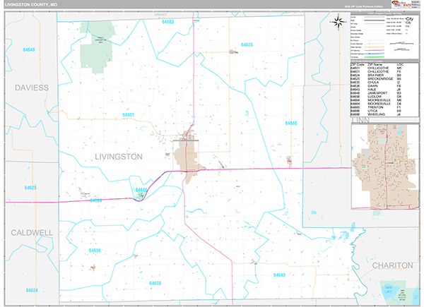 Livingston County, MO Map Premium Style