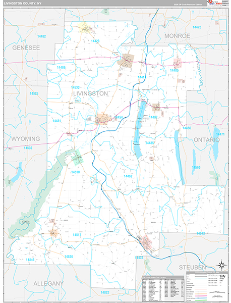 Livingston County, NY Zip Code Map