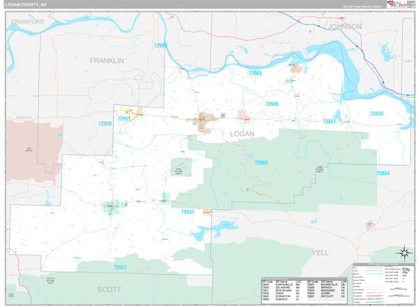 Logan County, AR Wall Map