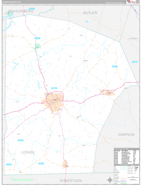Logan County, KY Wall Map