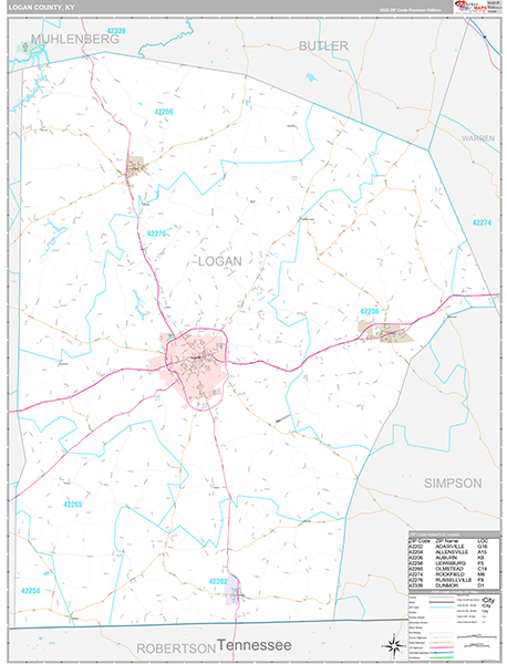 Logan County, KY Zip Code Map