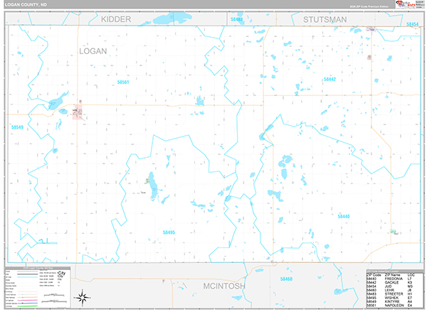 Logan County, ND Wall Map Premium Style