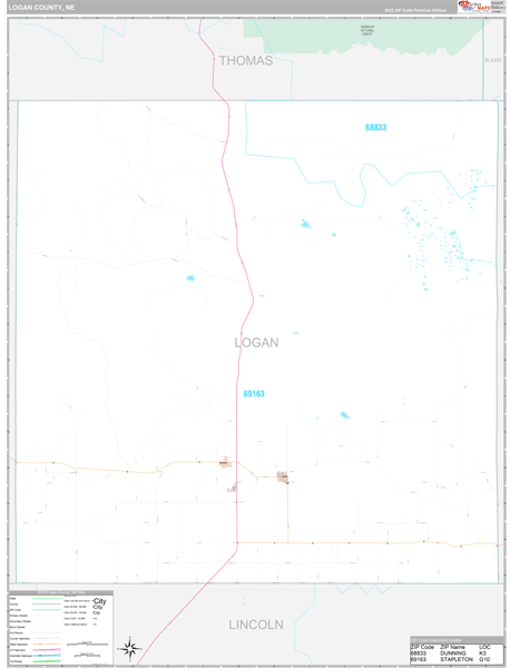 Logan County, NE Carrier Route Wall Map