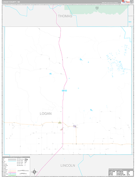 Logan County, NE Zip Code Map
