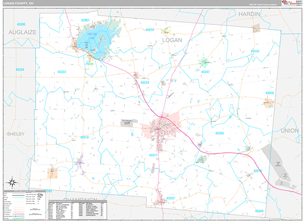 Logan County, OH Zip Code Map