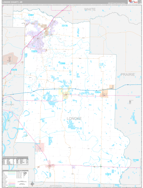 Lonoke County, AR Zip Code Map